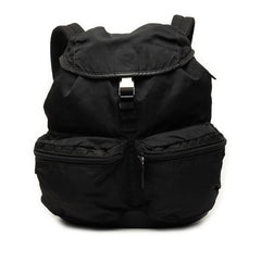 プラダ ポコノ 三角ロゴプレート ヴィアッジョ リュック バックパック V164 ブラック ナイロン レザー レディース PRADA 中古