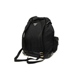 プラダ ポコノ 三角ロゴプレート ヴィアッジョ リュック バックパック V164 ブラック ナイロン レザー レディース PRADA 中古