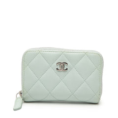 シャネル マトラッセ ココマーク コインケース 小銭入れ ブルー キャビアスキン レディース CHANEL 【中古】