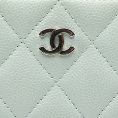 シャネル マトラッセ ココマーク コインケース 小銭入れ ブルー キャビアスキン レディース CHANEL 【中古】