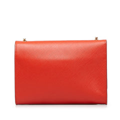 サルヴァトーレフェラガモ ヴァラリボン チェーンショルダーバッグ AU-22 B558 レッド レザー レディース Salvatore Ferragamo 【中古】
