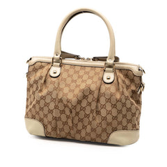グッチ GGキャンバス ハンドバッグ ショルダーバッグ 2WAY 247902 ベージュ ホワイト キャンバス レザー レディース GUCCI 【中古】