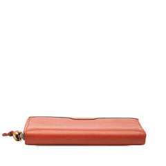 グッチ バンブー ラウンドファスナー 長財布 339178 オレンジ レザー レディース GUCCI 【中古】