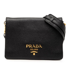プラダ 斜め掛け ショルダーバッグ ブラック ヴィッテロダイノレザー レディース PRADA 【中古】