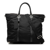プラダ 三角ロゴプレート ハンドバッグ ショルダーバッグ 2WAY ブラック ナイロン レザー レディース PRADA 【中古】