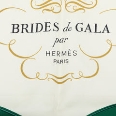 エルメス カレ90 BRIDES de GALA 式典用の馬勒 スカーフ 大判 グリーン マルチカラー シルク レディース HERMES 中古