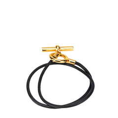 エルメス グレナン チョーカー ブラック ゴールド レザー メッキ レディース HERMES 【中古】