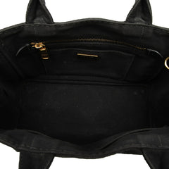 プラダ 三角ロゴプレート カナパミニ ハンドバッグ ショルダーバッグ 2WAY ブラック キャンバス レディース PRADA 【中古】