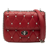 ミュウミュウ キルティング スタッズ チェーンショルダーバッグ レッド レザー レディース MIUMIU 【中古】