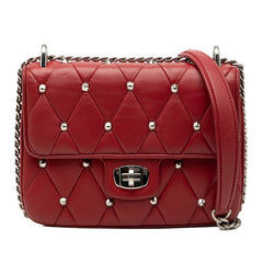 ミュウミュウ キルティング スタッズ チェーンショルダーバッグ レッド レザー レディース MIUMIU 【中古】