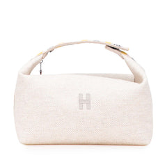 エルメス ブリッド ア ブラック オ カレ GM ハンドバッグ ポーチ ベージュ イエロー トワルシェブロン レディース HERMES 【中古】