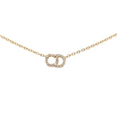 ディオール クレール ディー リュヌ CDロゴ チェーン ペンダント ネックレス ゴールド メッキ クリスタル レディース Dior 【中古】