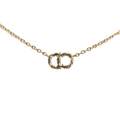 ディオール クレール ディー リュヌ CDロゴ チェーン ペンダント ネックレス ゴールド メッキ クリスタル レディース Dior 【中古】