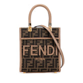 フェンディ ズッカ FFファブリック サンシャイン ショッパー スモール ハンドバッグ ショルダーバッグ 2WAY 8BS092 ベージュ ブラウン キャンバス レザー レディース FENDI 【中古】
