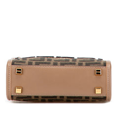 フェンディ ズッカ FFファブリック サンシャイン ショッパー スモール ハンドバッグ ショルダーバッグ 2WAY 8BS092 ベージュ ブラウン キャンバス レザー レディース FENDI 【中古】