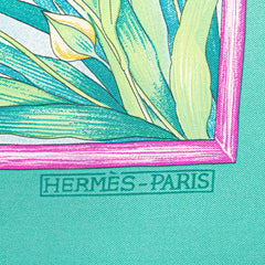 エルメス カレ90 GIVERNY 庭 スカーフ グリーン ピンク マルチカラー シルク レディース HERMES 【中古】