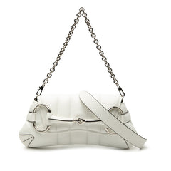 グッチ ホースビット ショルダーバッグ ハンドバッグ 764255 ホワイト レザー レディース GUCCI 【中古】
