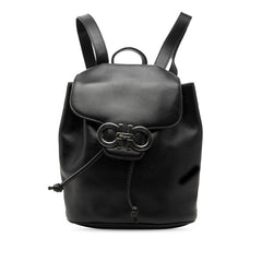 サルヴァトーレフェラガモ ダブルガンチーニ ミニ リュック デイパック DJ-216258 ブラック レザー レディース Salvatore Ferragamo 【中古】