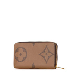 ルイ ヴィトン モノグラム ジャイアント リバース 長財布 ラウンドファスナー M69353 ブラウン PVC レザー レディース LOUIS VUITTON 中古