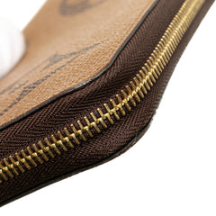 ルイ ヴィトン モノグラム ジャイアント リバース 長財布 ラウンドファスナー M69353 ブラウン PVC レザー レディース LOUIS VUITTON 中古