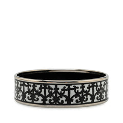 エルメス エマイユGM ガダルキヴィール バングル ブラック シルバー メタル レディース HERMES 【中古】