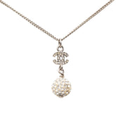 シャネル ココマーク ボールモチーフ ネックレス B11P シルバー メタル ラインストーン レディース CHANEL 【中古】