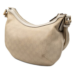 グッチ GGキャンバス 斜め掛け ショルダーバッグ 181092 ホワイト ベージュ キャンバス レザー レディース GUCCI 【中古】