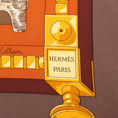 エルメス カレ90 CUILLERS D'AFRIQUE アフリカのスプーン スカーフ ブラウン マルチカラー シルク レディース HERMES 【中古】