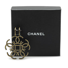 シャネル ココマーク ラインストーン 片耳 イヤリング ブラック イエロー メタル レディース CHANEL 【中古】