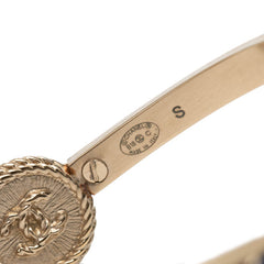 シャネル ココマーク バングル サイズ:S シャンパンゴールド ブルー メッキ レザー フェイクパール レディース CHANEL 【中古】