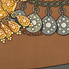 エルメス カレ90 KOSMIMA 宇宙 スカーフ ブラウン マルチカラー シルク レディース HERMES 【中古】