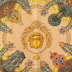 エルメス カレ90 KOSMIMA 宇宙 スカーフ ブラウン マルチカラー シルク レディース HERMES 【中古】