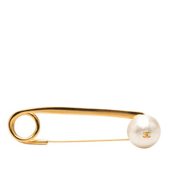 シャネル ココマーク ヴィンテージ ブローチ 安全ピン 97P ゴールド メッキ フェイクパール レディース CHANEL 【中古】