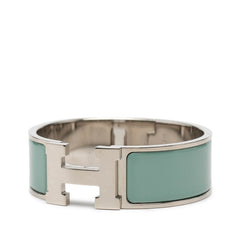 エルメス クリッククラックH PM ブレスレット シルバー ライトブルー メタル エナメル レディース HERMES 【中古】