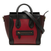 セリーヌ ラゲージ ナノ ショッパー ハンドバッグ ショルダーバッグ 2WAY ブラウン ボルドー レッド レザー レディース CELINE 【中古】