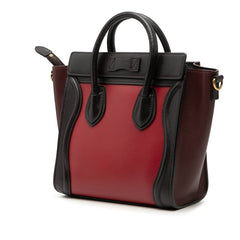 セリーヌ ラゲージ ナノ ショッパー ハンドバッグ ショルダーバッグ 2WAY ブラウン ボルドー レッド レザー レディース CELINE 【中古】