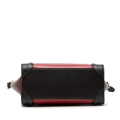 セリーヌ ラゲージ ナノ ショッパー ハンドバッグ ショルダーバッグ 2WAY ブラウン ボルドー レッド レザー レディース CELINE 【中古】