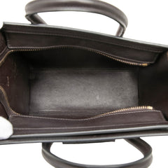 セリーヌ ラゲージ ナノ ショッパー ハンドバッグ ショルダーバッグ 2WAY ブラウン ボルドー レッド レザー レディース CELINE 【中古】
