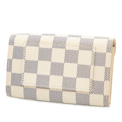 ルイ ヴィトン ダミエ アズール サンチュール ポシェット ソロ 長財布 M9835 ホワイト PVC レザー レディース LOUIS VUITTON 【中古】