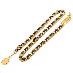 シャネル ココマーク 31 Rue Cambon ヴィンテージ ロゴ コイン プレート チェーンベルト ゴールド ブラック レザー メッキ レディース CHANEL 【中古】