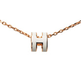 エルメス ミニ ポップアッシュ ポップH ペンダント ネックレス ピンクゴールド ホワイト メッキ エナメル レディース HERMES 【中古】