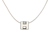 エルメス カージュドアッシュ Hキューブ ネックレス シルバー ホワイト メタル レディース HERMES 中古