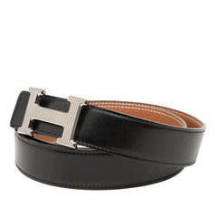エルメス コンスタンス Hベルト ベルト サイズ:85 ブラック ブラウン ボックスカーフ トゴ メンズ HERMES 【中古】