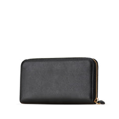 プラダ 三角ロゴプレート 長財布 ラウンドファスナー ブラック レザー レディース PRADA 【中古】