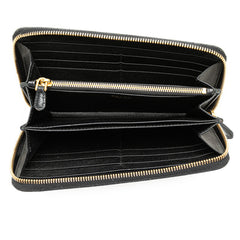 プラダ 三角ロゴプレート 長財布 ラウンドファスナー ブラック レザー レディース PRADA 【中古】