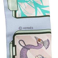 エルメス ツイリー HERMES STORY エルメス ストーリー スカーフ ライトブルー ピンク マルチカラー シルク レディース HERMES 【中古】