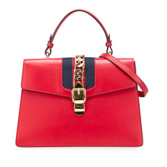 グッチ シルヴィ シェリーライン ハンドバッグ ショルダーバッグ 2WAY 431665 レッド レザー レディース GUCCI 【中古】