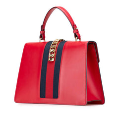 グッチ シルヴィ シェリーライン ハンドバッグ ショルダーバッグ 2WAY 431665 レッド レザー レディース GUCCI 【中古】