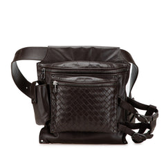 ボッテガヴェネタ イントレチャート ボディバッグ ウエストバッグ ブラウン レザー レディース BOTTEGAVENETA 【中古】