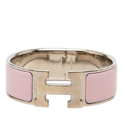 エルメス クリッククラックH PM ブレスレット シルバー ピンク メタル エナメル レディース HERMES 【中古】
